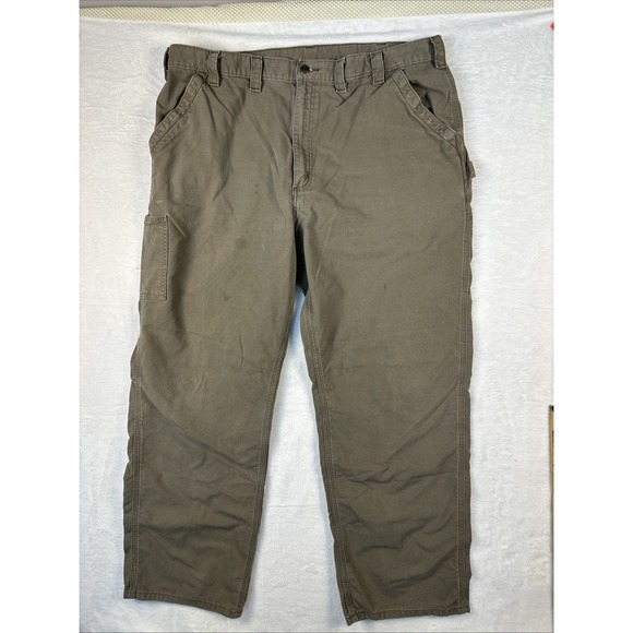 Carhartt Men's Carpenter Canvas Pants Brown 44 x 30 Has Some Stains See Pic - Picture 2 of 12